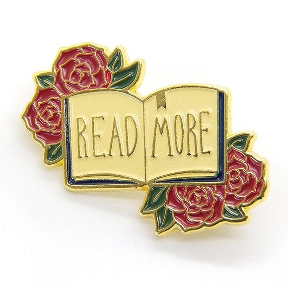 Read More Book and Flowers Gold Enamel Pin - Picture 2 of 3